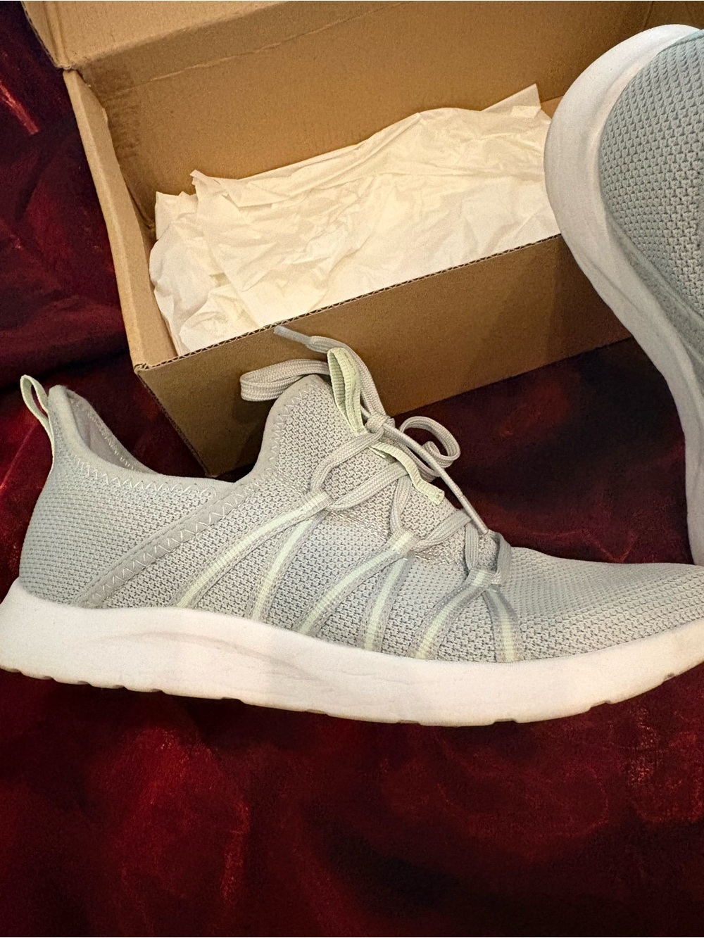 Light Gray Women's Knit Lace-Up Sneaker